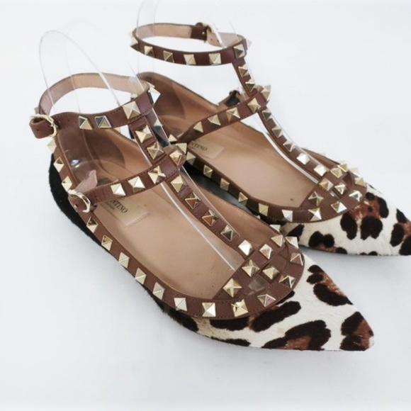 Valentino Shoes - Valentino Rockstud Caged Ballet Flat Leopard 35,5